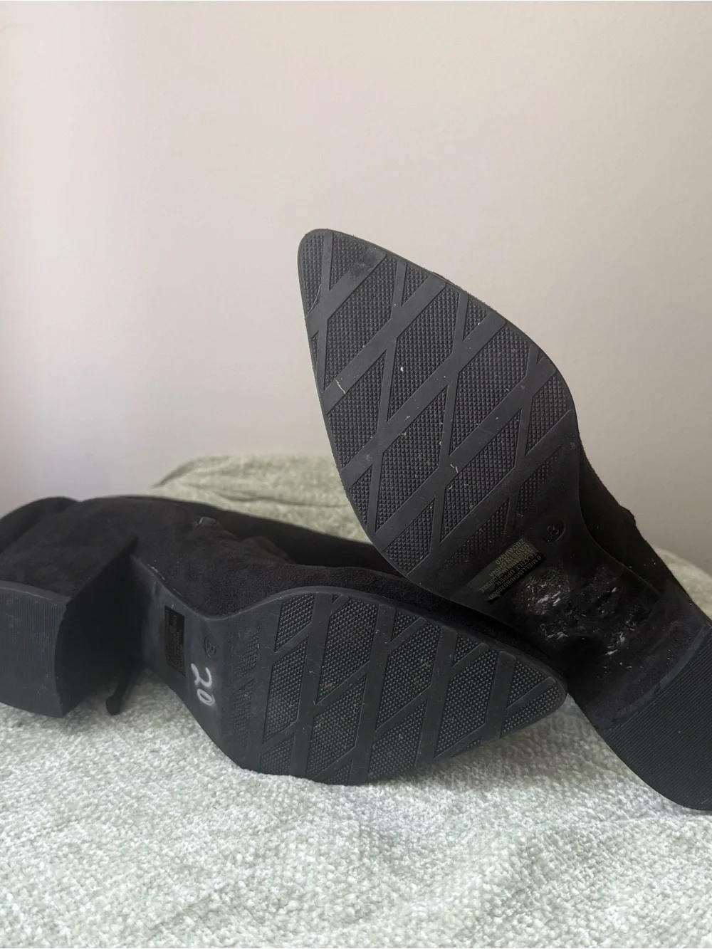 Bisou Bisou Black Over-the-Knee Suede Block Heel Boots